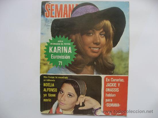 Coleccionismo de revistas y peri&oacute;dicos: SEMANA,PORTADA KARINA Y REPORTAJE-NADA GANA ELFESTIVAL DE SAN REMO-BARBARA STREISSAND-CARMEN MAURA