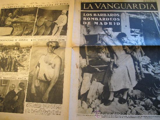 Collezionismo di Riviste e Giornali: DIARIO LA VANGUARDIA 30-1-1937 - BARBAROS BOMBARDEOS DE MADRID - REPUBLICA ESPA&Ntilde;OLA - guerra civil