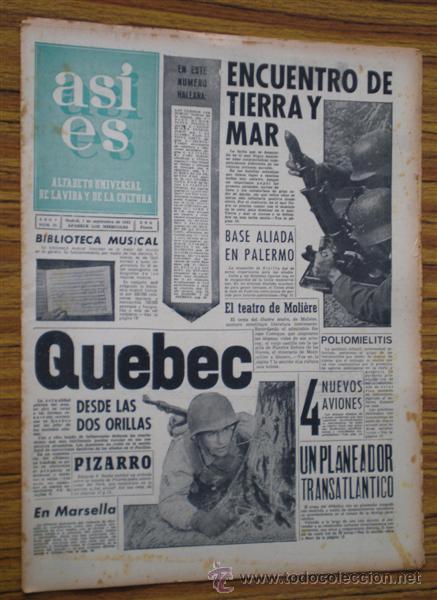 Coleccionismo de revistas y peri&oacute;dicos: Peri&oacute;dico .. ASI  ES .. Encuentro de tierra y mar 1943