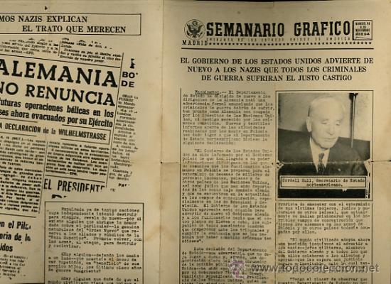 Coleccionismo de Revistas y Peri&oacute;dicos: DIPTICO SEMANARIO GRAFICO DE LA EMBAJADA DE ESTADOS UNIDOS EN MADRID 1944. OCUPACION ALEMANA