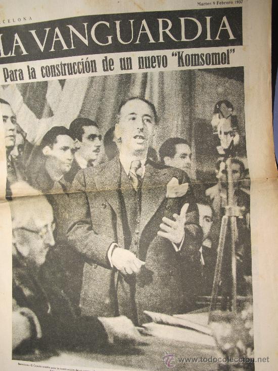 Collezionismo di Riviste e Giornali: DIARIO LA VANGUARDIA 9-2-1937 - PRESIDENT COMPANYS I KOMSOMOL - REPUBLICA- GUERRA CIVIL