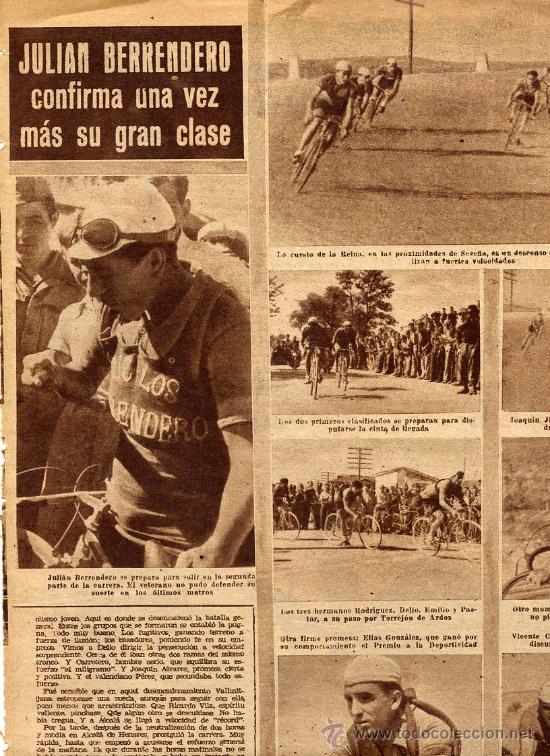 Coleccionismo de revistas y peri&oacute;dicos: CICLISMO 1945 BERRENDERO HOJA REVISTA