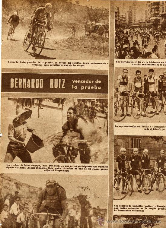 Coleccionismo de revistas y peri&oacute;dicos: CICLISMO 1945 VUELTA VALENCIA BERNARDO RUIZ HOJA REVISTA