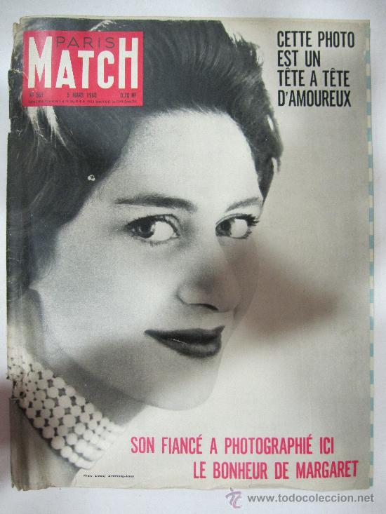 Collection Magazines and Newspapers: REVISTA PARIS MATCH. N&ordm; 569. 1960. SON FIANCE A PHOTOGRAPHIE ICI LE BONHEUR DE MARGARET.