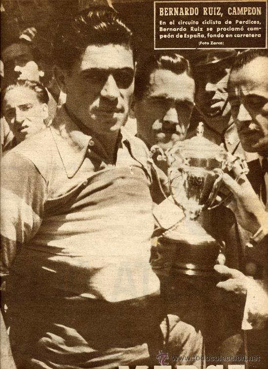 Coleccionismo de revistas y peri&oacute;dicos: CICLISMO 1948 BERNARDO RUIZ CAMPEON HOJA PORTADA REVISTA