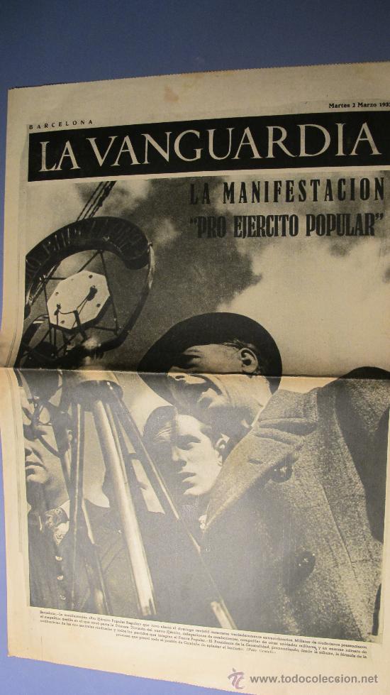Collezionismo di Riviste e Giornali: DIARIO LA VANGUARDIA 2-3-1937 - manifestacion pro ejercito popular- REPUBLICA - GUERRA CIVIL