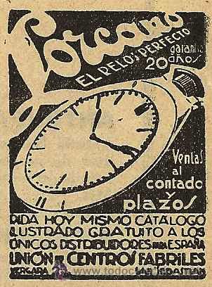 Coleccionismo de revistas y peri&oacute;dicos: Publicidad reloj Forcano - 1933