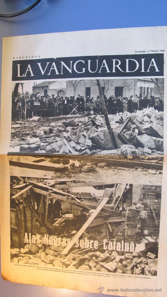 Collezionismo di Riviste e Giornali: DIARIO LA VANGUARDIA 14-3-A&Ntilde;O 1937 -ALAS NEGRAS SOBRE CATALU&Ntilde;A- GUERRA CIVIL