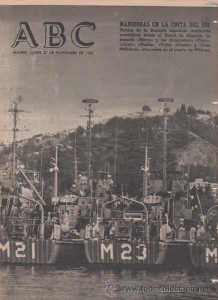 Coleccionismo de revistas y peri&oacute;dicos: MARINA. MANIOBRAS EN LA COSTA DEL SOL. 1967. PORTADA DE ABC 27.11.1967.