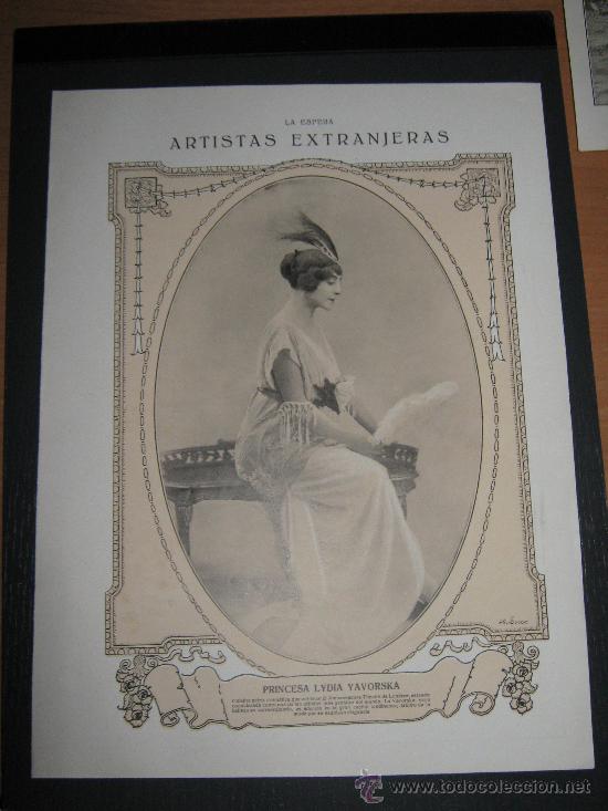 Coleccionismo de Revistas y Peri&oacute;dicos: RECORTE ORIGINAL DE LA REVISTA LA ESFERA, LAMINA DEDICADA A ARTISTAS EXTRANJ. LYDIA YAVORSKA