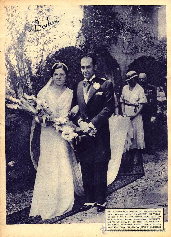 Coleccionismo de revistas y peri&oacute;dicos: * BODA * Enlace Srta. Mercedes Vallicourt- D. Alfonso Pico de Coa&ntilde;a ( foto Sagarra)-1933