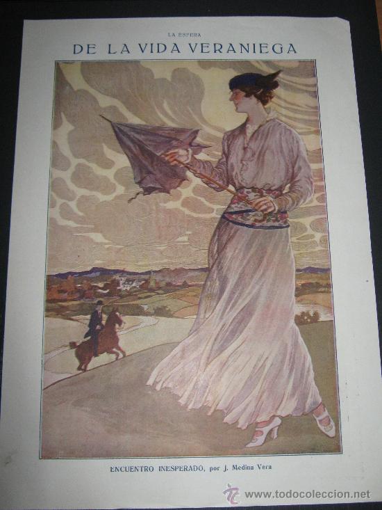 Collection Magazines and Newspapers: RECORTE ORIGINAL DE LA REVISTA LA ESFERA, LAMINA DE ARTISTICA, DIBUJO DE J. MEDINA VERA