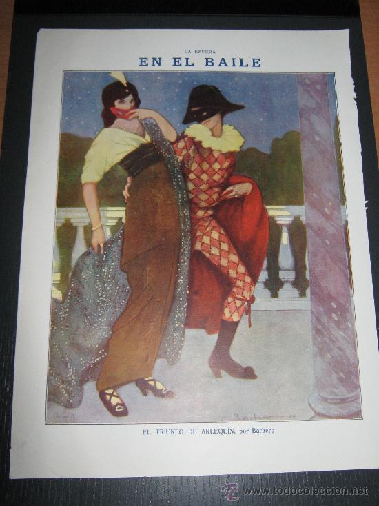Collection Magazines and Newspapers: RECORTE ORIGINAL DE LA REVISTA LA ESFERA, LAMINA DE ARTISTICA, DIBUJO BARBERO (ARLEQUIN)