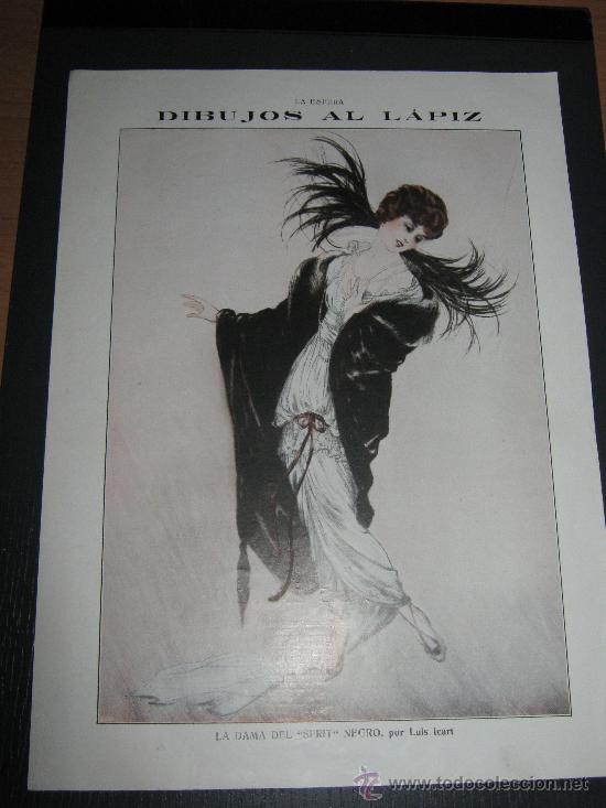 Collection Magazines and Newspapers: RECORTE ORIGINAL DE LA REVISTA LA ESFERA, LAMINA DE ARTISTICA, DIBUJO DE LUIS ICART