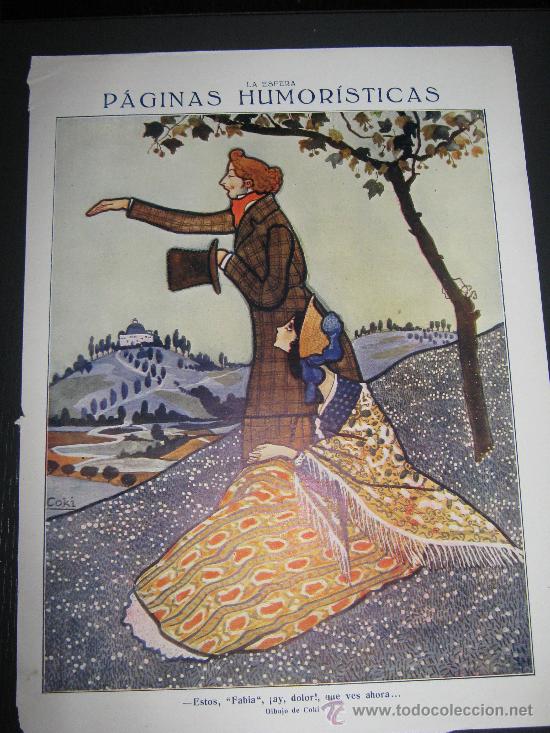 Collection Magazines and Newspapers: RECORTE ORIGINAL DE LA REVISTA LA ESFERA, LAMINA HUMORISTICA, DIBUJO DE KOKI