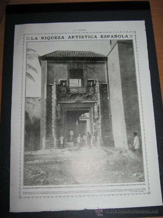 Collezionismo di Riviste e Giornali: RECORTE ORIGINAL DE LA REVISTA LA ESFERA, LAMINA DE LA PUERTA DEL PALACIO DE LOS DUQUES DE OSUNA