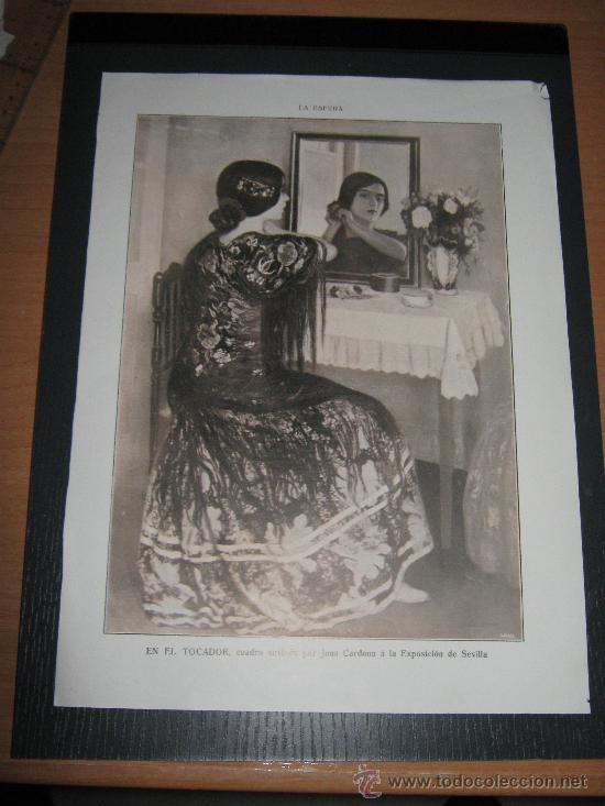 Collectionnisme de Revues et Journaux: RECORTE ORIGINAL DE LA REVISTA LA ESFERA, LAMINA FOTOGRAFICA DEL CUADRO,  JUAN CARDONA EN EL TOCADOR