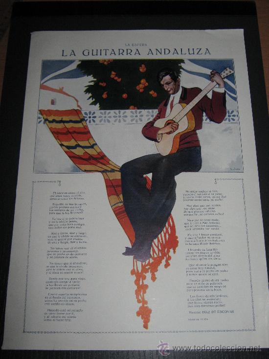 Coleccionismo de Revistas y Peri&oacute;dicos: RECORTE ORIGINAL DE LA REVISTA LA ESFERA, PAGINAS POETICAS (LA GUITARRA ANDALUZA) NARCISO D. ESCOBAR