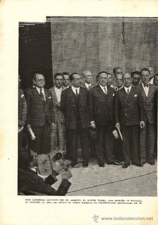 Coleccionismo de revistas y peri&oacute;dicos: Gabinete de Lerroux: Mart&iacute;nez Barrios, Domingo Barn&eacute;s, S&aacute;nchez Albornoz, Santal&oacute;, Feced ...- 1933