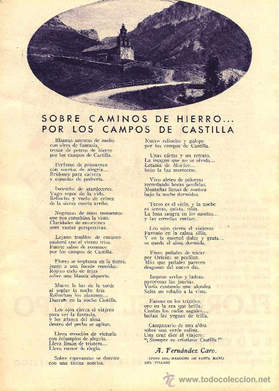 Coleccionismo de revistas y peri&oacute;dicos: Sobre caminos de hierro por los campos de Castilla / poema de A. Fern&aacute;ndez Caro - 1933