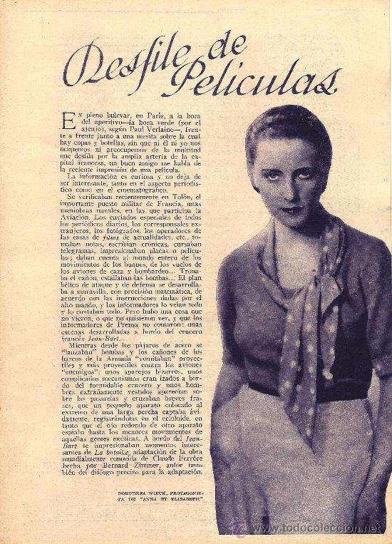 Collezionismo di Riviste e Giornali: * CINE * La actriz Dorothea Wieck- 1933