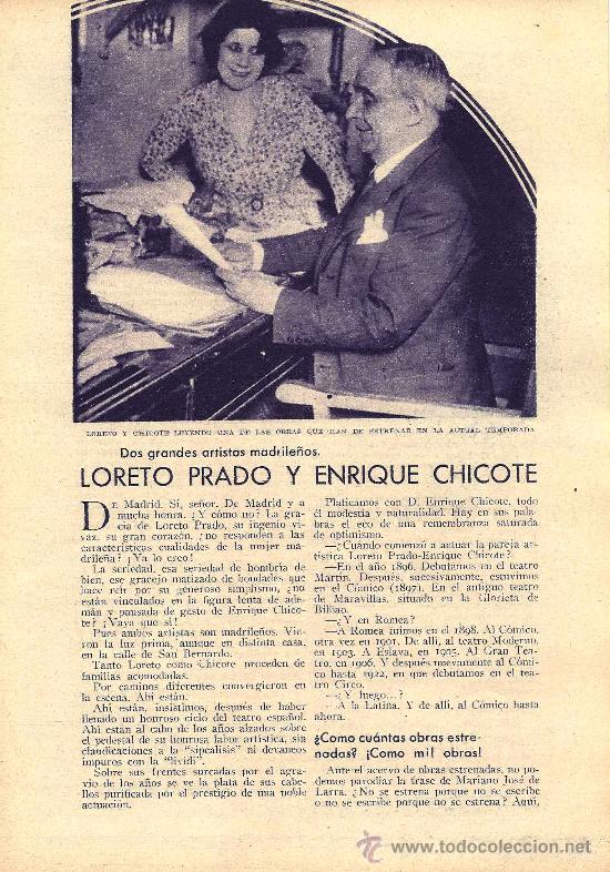 Coleccionismo de Revistas y Peri&oacute;dicos: * TEATRO * Loreto Prado y Enrique Chicote- 1933