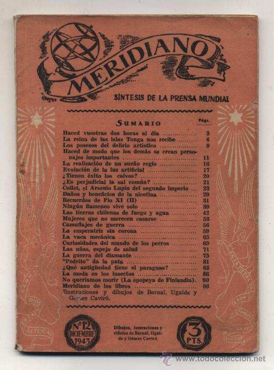 Collezionismo di Riviste e Giornali: Meridiano n&ordm; 12. Diciembre 1943.