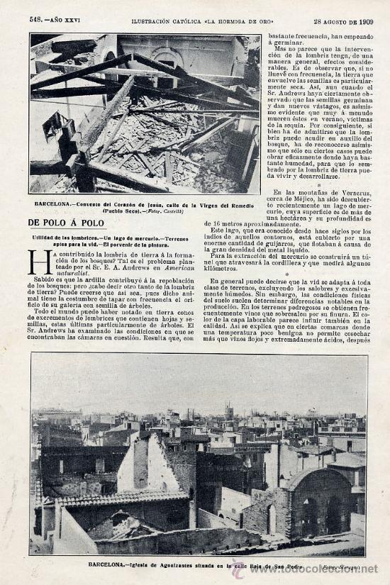 Coleccionismo de Revistas y Peri&oacute;dicos: SEMANA TRAGICA 1909 BARCELONA  IGLESIA AGONIZANTES HOJA REVISTA