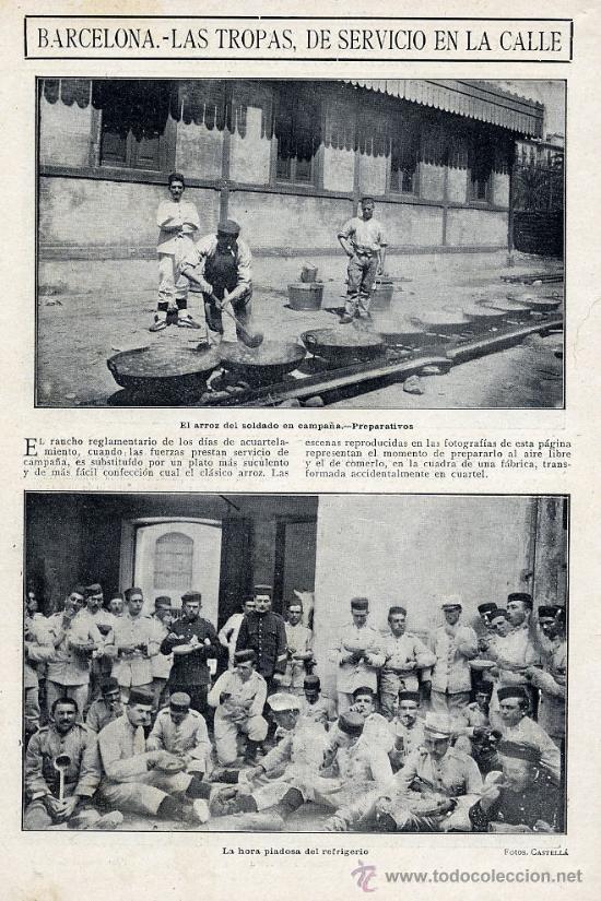 Coleccionismo de Revistas y Peri&oacute;dicos: SEMANA TRAGICA 1909 BARCELONA  TROPAS EN LA CALLE HOJA REVISTA