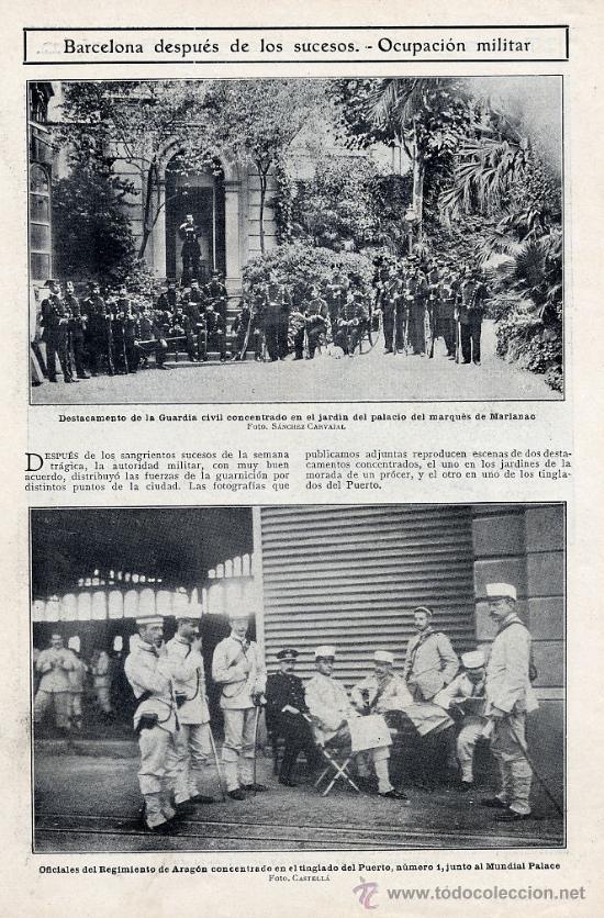 Coleccionismo de Revistas y Peri&oacute;dicos: SEMANA TRAGICA 1909 BARCELONA  OCUPACION MILITAR HOJA REVISTA