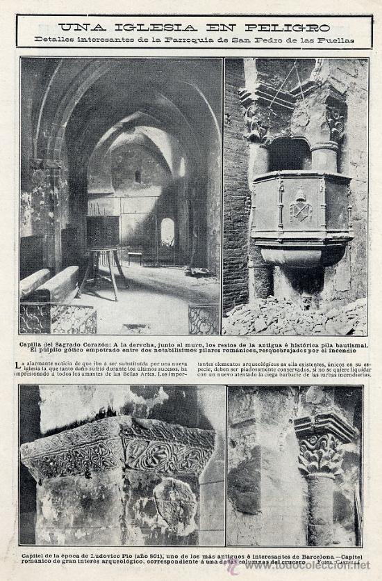 Coleccionismo de Revistas y Peri&oacute;dicos: SEMANA TRAGICA 1909 BARCELONA  IGLESIA CAPUCHINOS Y SIERVAS  HOJA REVISTA