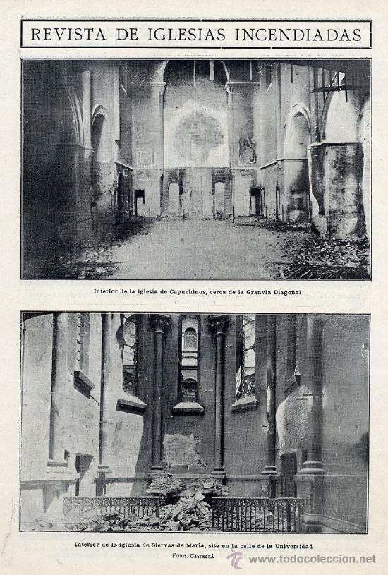 Coleccionismo de Revistas y Peri&oacute;dicos: SEMANA TRAGICA 1909 BARCELONA  IGLESIA CONCEPCION  HOJA REVISTA