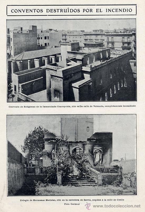 Coleccionismo de Revistas y Peri&oacute;dicos: SEMANA TRAGICA 1909 BARCELONA  IGLESIA CONCEPCION  HOJA REVISTA
