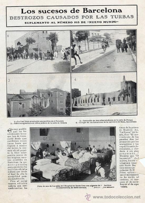 Coleccionismo de Revistas y Peri&oacute;dicos: SEMANA TRAGICA 1909 BARCELONA  DESTROZOS  HOJA REVISTA