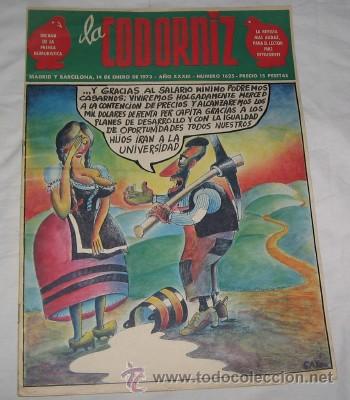 Coleccionismo de Revistas y Peri&oacute;dicos: LA CODORNIZ  N&ordm; 1625, DE 1973