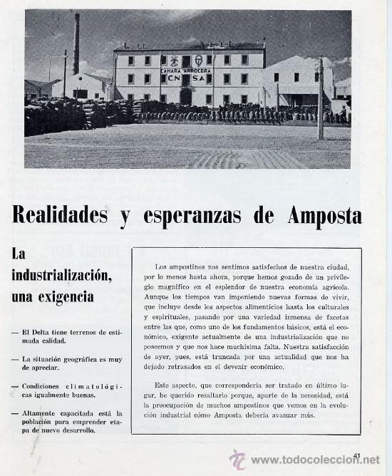 Coleccionismo de Revistas y Peri&oacute;dicos: AMPOSTA 1972 INDUSTRIALIZACION 4 HOJAS REVISTA