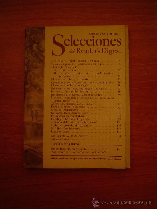 Coleccionismo de Revistas y Peri&oacute;dicos: 1 EJEMPLAR SELECCION DEL  READERS DIGEST, ABRIL  DE 1979