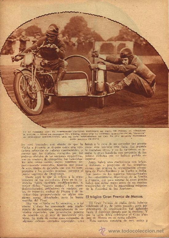 Coleccionismo de revistas y peri&oacute;dicos: Los deportes en el mundo: Vuelta ciclista a Francia, Gran Premio de Monza, f&uacute;tbol Chelsea&hellip;- 1933