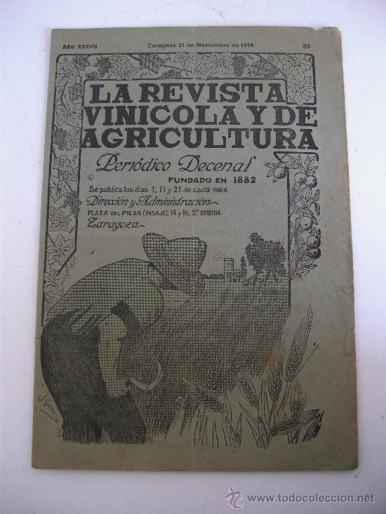 Collezionismo di Riviste e Giornali: la revista vinicola y de agricultura , zaragoza 21 de noviembre 1918