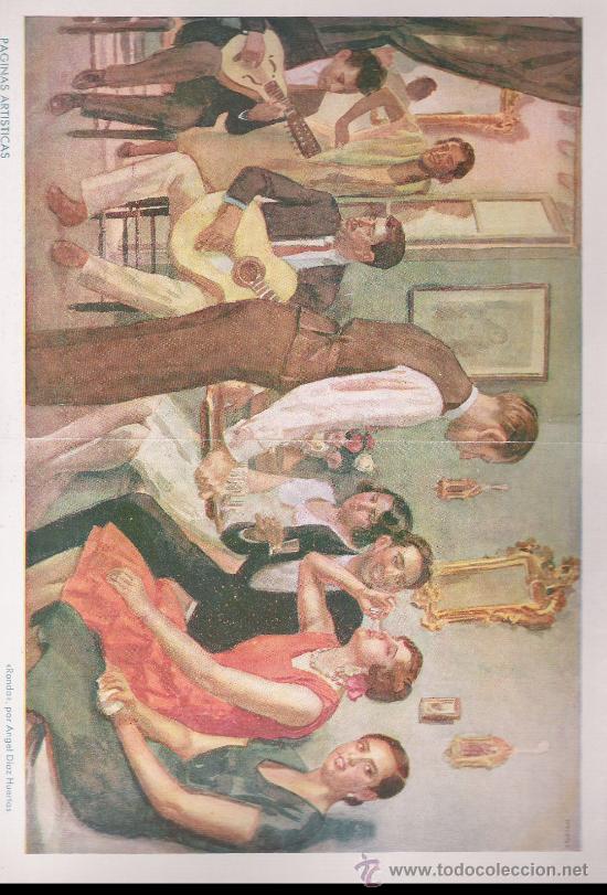 Coleccionismo de revistas y peri&oacute;dicos: HOJA DE REVISTA - PAGINAS ARTISTICAS - RONDA POR ANGEL DIAZ HUERTAS - 33,6 X 24,6 CM.