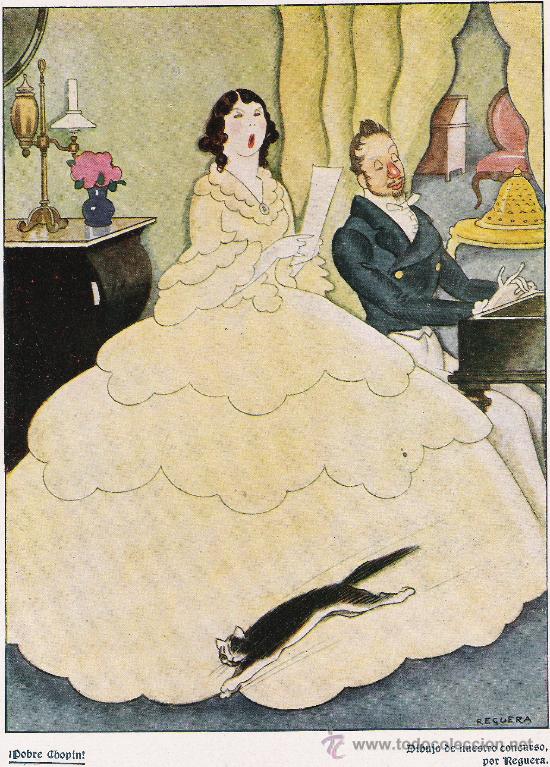 Coleccionismo de revistas y peri&oacute;dicos: HOJA DE REVISTA - POBRE CHOPIN DIBUJO POR REGUERA - 24.5 X 18,2 CM.