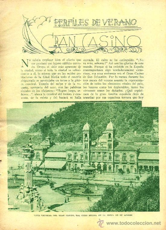 Coleccionismo de revistas y peri&oacute;dicos: * SAN SEBASTI&Aacute;N * Gran Casino -1933