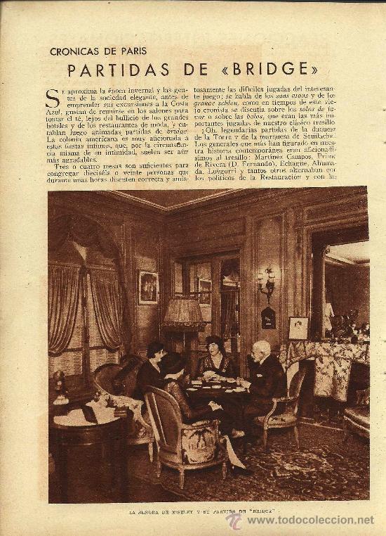 Coleccionismo de Revistas y Peri&oacute;dicos: Cr&oacute;nicas de Par&iacute;s: la partida de bridge (en casa de los Gonz&aacute;lez-Lince)-1931