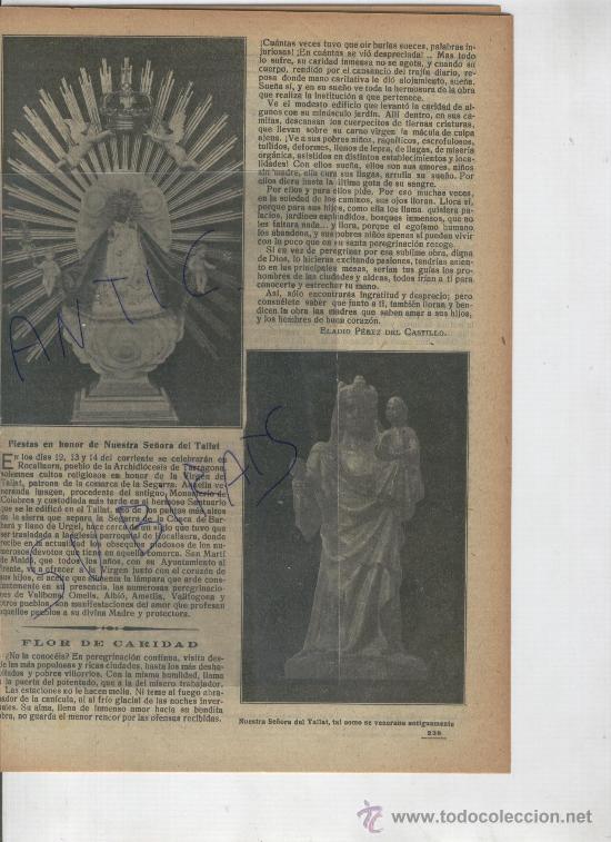 Sammeln von Zeitschriften und Zeitungen: REVISTA A&Ntilde;O 1917 VIRGEN DE TALLAT ROCALLAURA URGELL TRAJE TIPICO TRACIDIONAL DE SEGOVIA