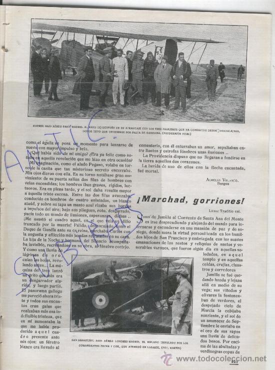 Coleccionismo de revistas y peri&oacute;dicos: REVISTA 1919 AVIACION RAID PARIS MADRID GUADALAJARA BALASCH LASARTE MITIN JAIMISTA PAMPLONA SOMATENS