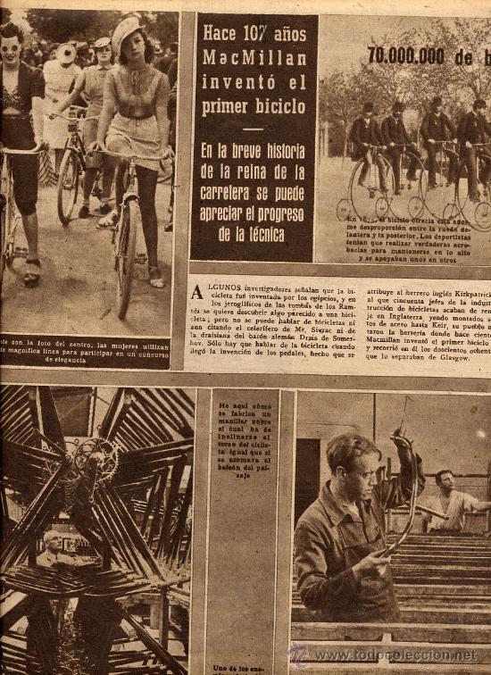 Coleccionismo de revistas y peri&oacute;dicos: CICLISMO 1946 HISTORIA BICICLETA 2 HOJAS REVISTA