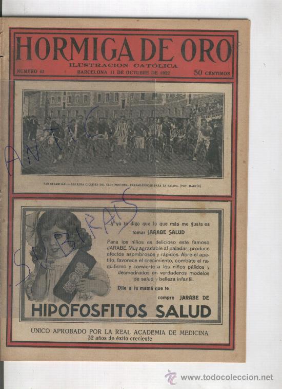 Coleccionismo de revistas y peri&oacute;dicos: REVSITA.A&Ntilde;O 1922.SAN SEBASTIAN.BICICLETAS.CICLISMO.CLUB FORTUNA. HIPOFOSFITOS.SALUD.