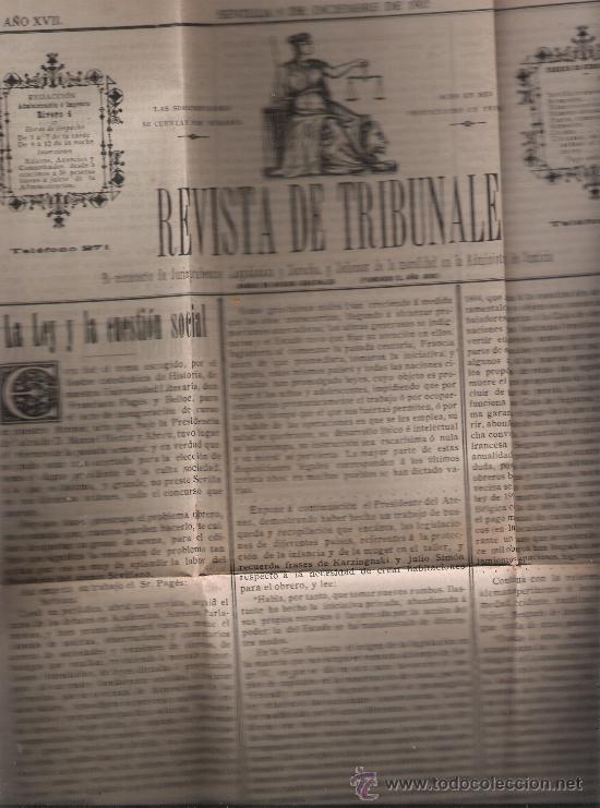 Sammeln von Zeitschriften und Zeitungen: Revista de Tribunales n&ordm; 1.221. Sevilla 9 de Diciembre de 1902.