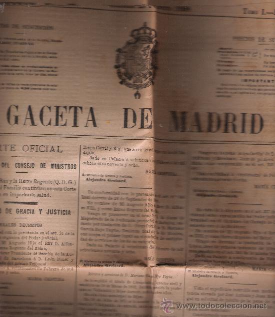 Sammeln von Zeitschriften und Zeitungen: Gaceta de Madrid n&ordm; 57. S&aacute;bado 26 de Febrero de 1898.