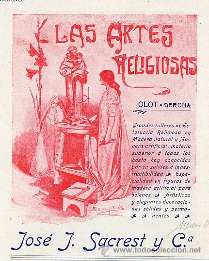 Collezionismo di Riviste e Giornali: OLOT 1908 ARTES RELIGIOSAS IMAGENIERIA RETAL HOJA REVISTA